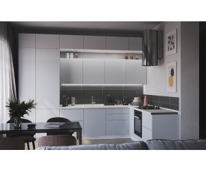 Кухня "Эстетик" Акрилит (пластик) Нью Мун 3400х2200мм.